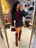 Completo in tweed nero bordeaux