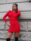 Abito in maglia rosso schiena aperta