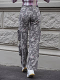 Cargo maxi con tasconi mimetico con rosa