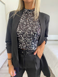 Top con paillettes nero silver