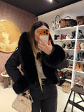 Bomber crop con pelo