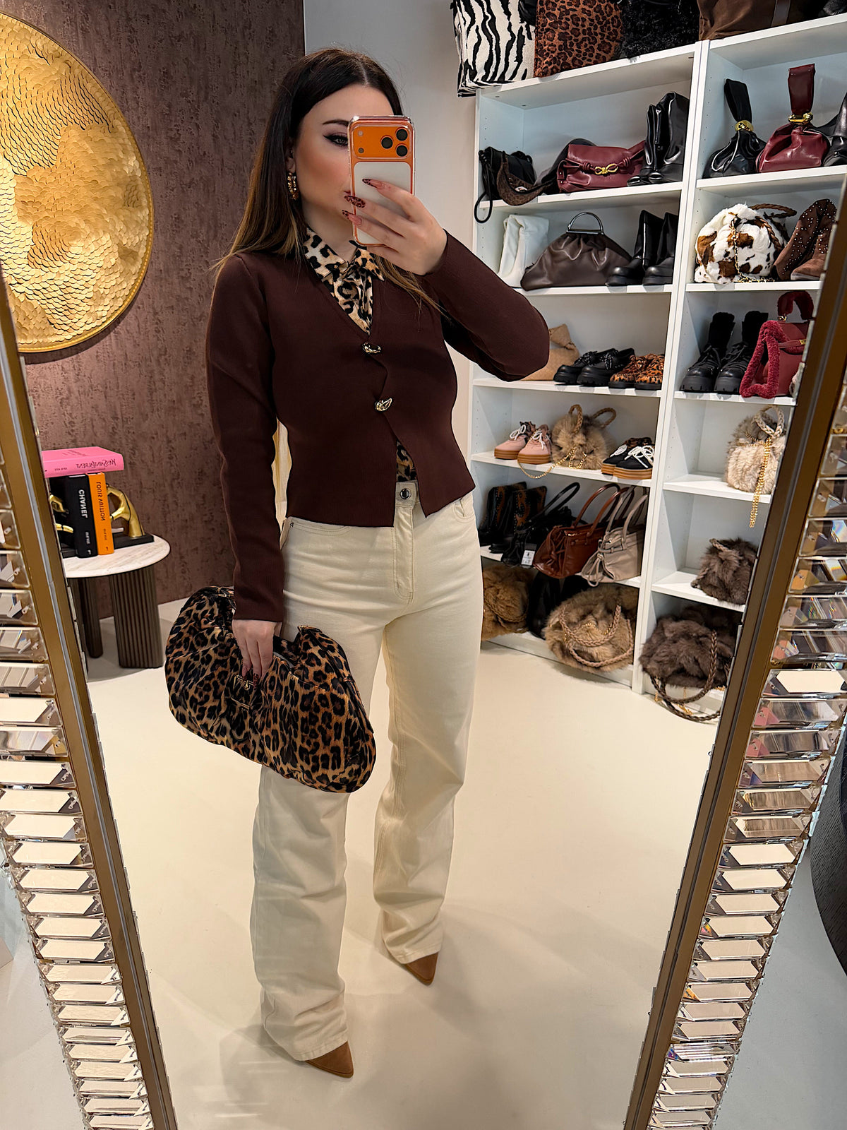 Cardigan con gocce oro