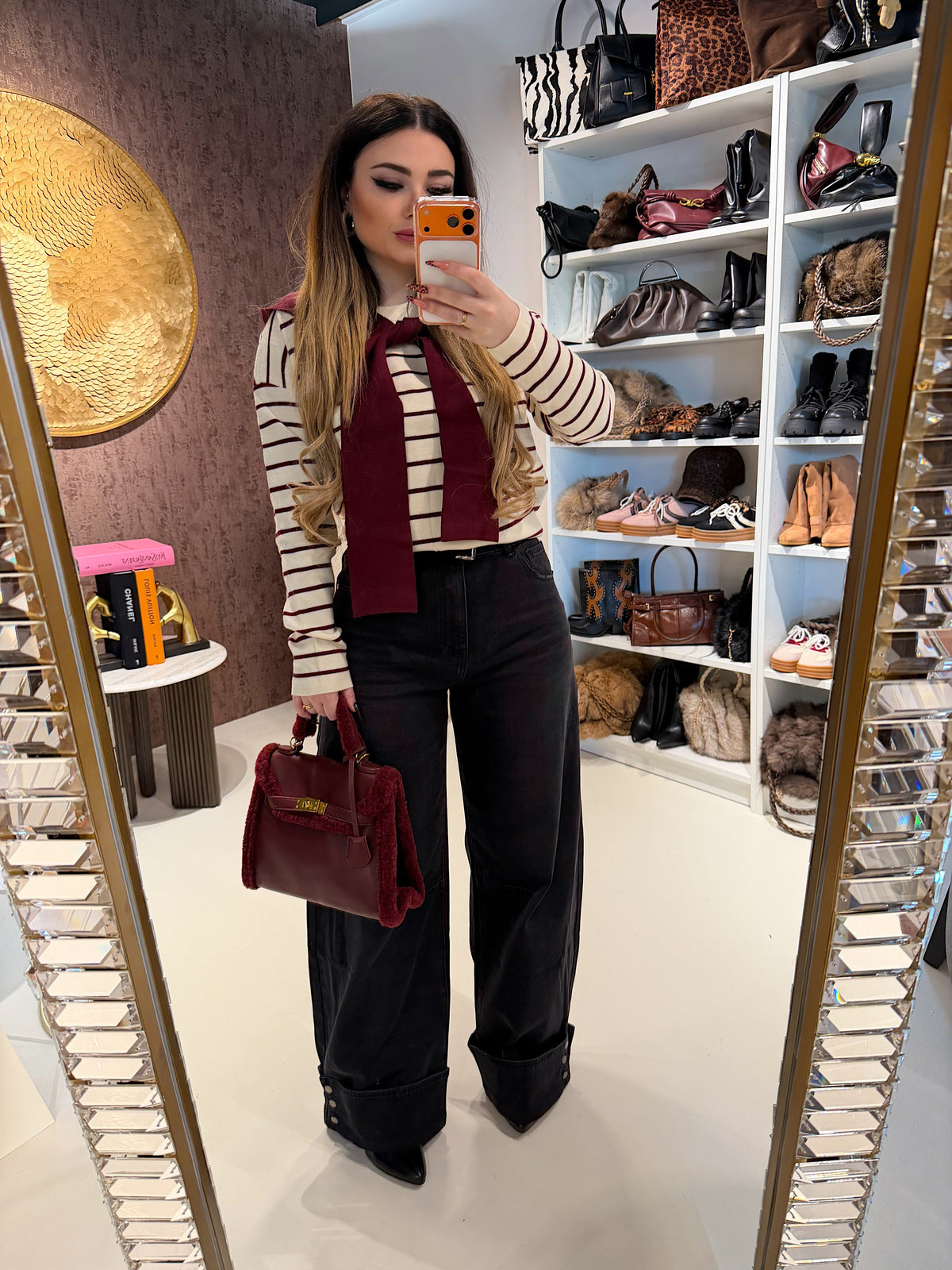 Maglia Parisienne a righe con spalla sciarpa