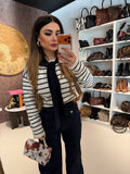 Maglia Parisienne a righe con spalla sciarpa
