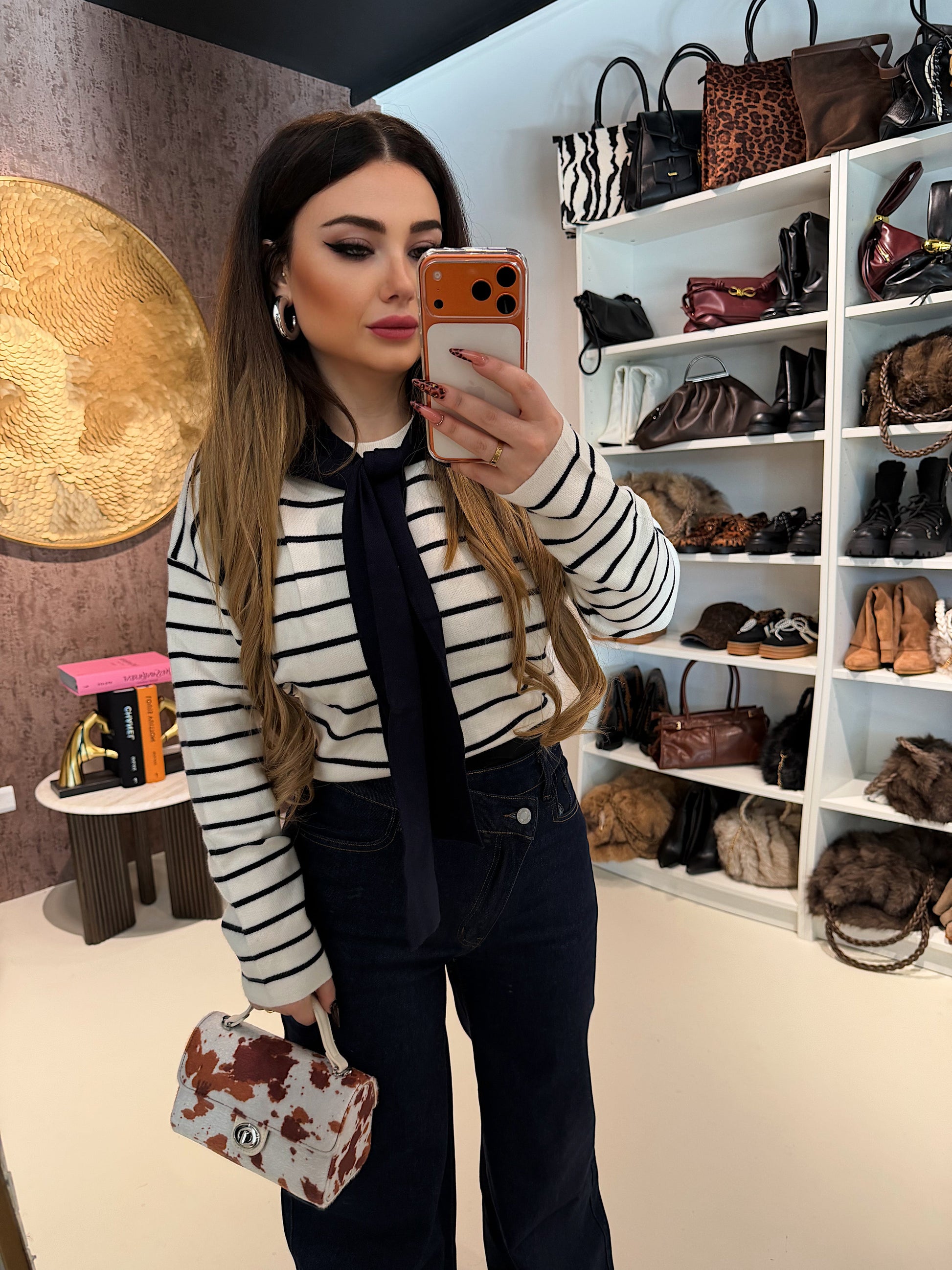 Maglia Parisienne a righe con spalla sciarpa