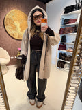 Cardigan Morbido con Cappuccio e laccio Animalier
