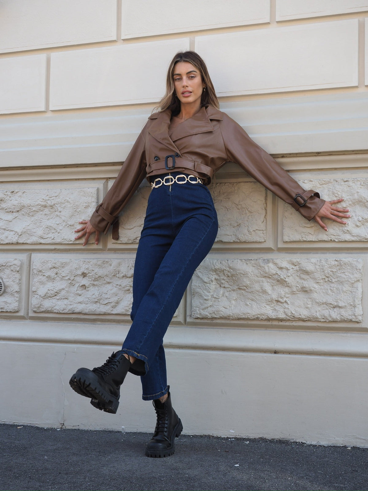 Giacca in ecopelle choco