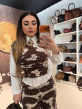 Completo top e pantalone cow print