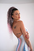 Coda #T-PINK riccia con Coulisse Rosa Degradè