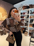 Camicia a fantasia maculata con strass