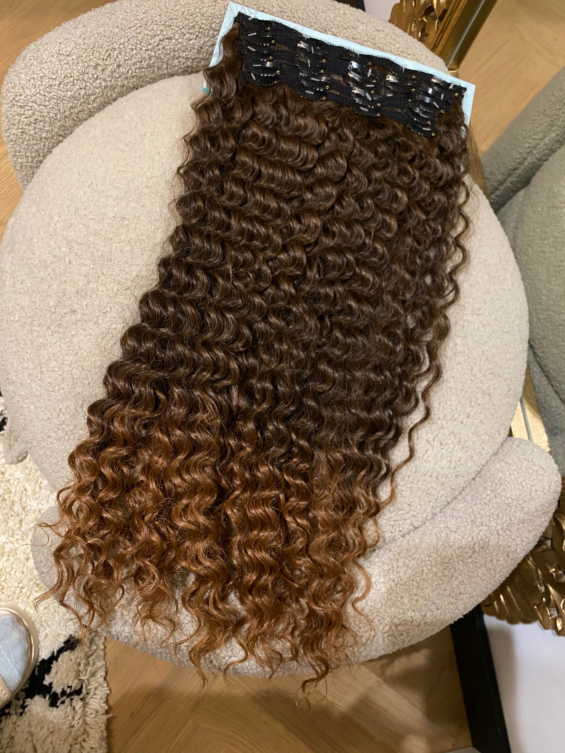 Maxi fascia Riccia con clip castano Degradè T1b/30