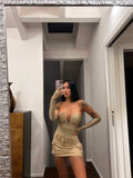 Body gold con scollo a V e manicotti
