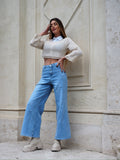 Jeans wide leg chiaro
