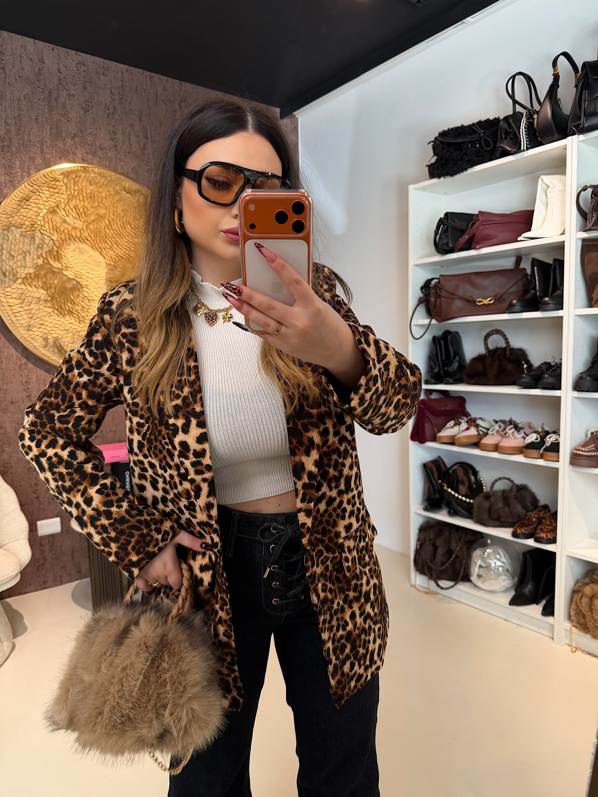 Giacca  animalier con fodera interna