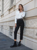 Pantalone vita alta nero