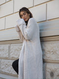Maxi cardigan beige con frange