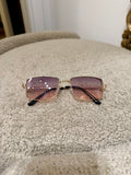 Occhiale slim rosa stecche oro