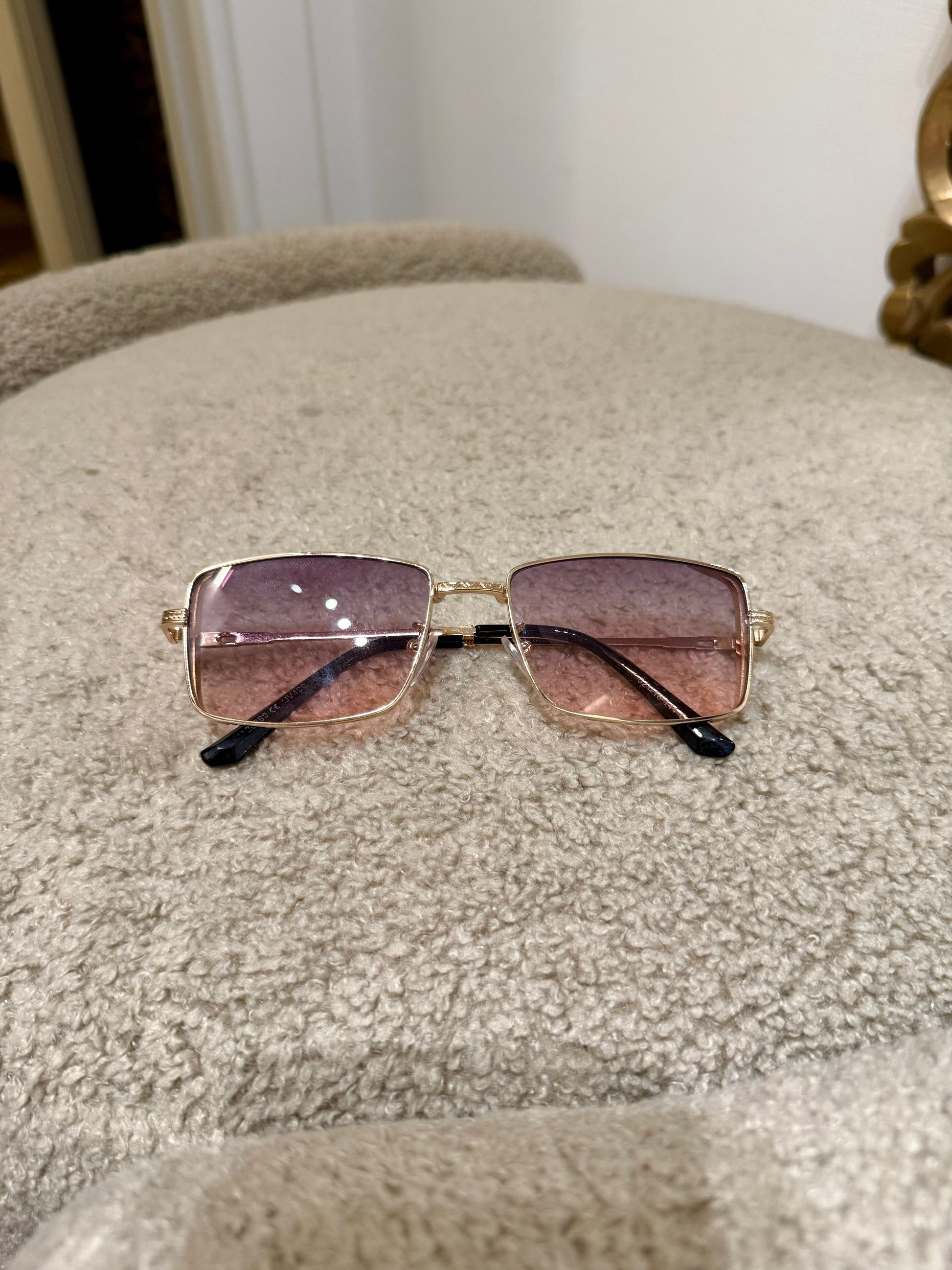 Occhiale slim rosa stecche oro