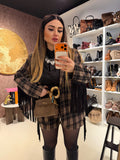 Completo in tweed short e giacca con frange laterali