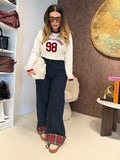 Jeans con Risvolto e Tasca Scozzese