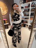 Completo top e pantalone cow print