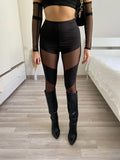 Pantalone nero con trasparenze