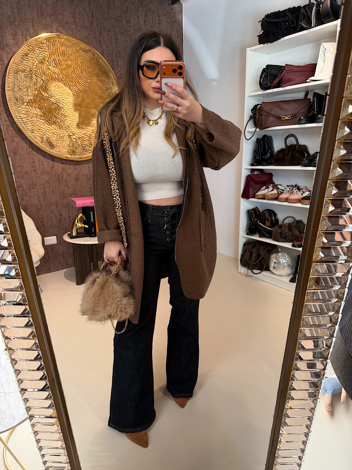 Cardigan Morbido con Cappuccio e laccio Animalier