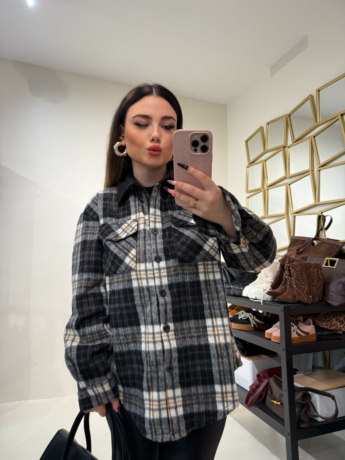 Camicia Oversize in Flanella a Quadri