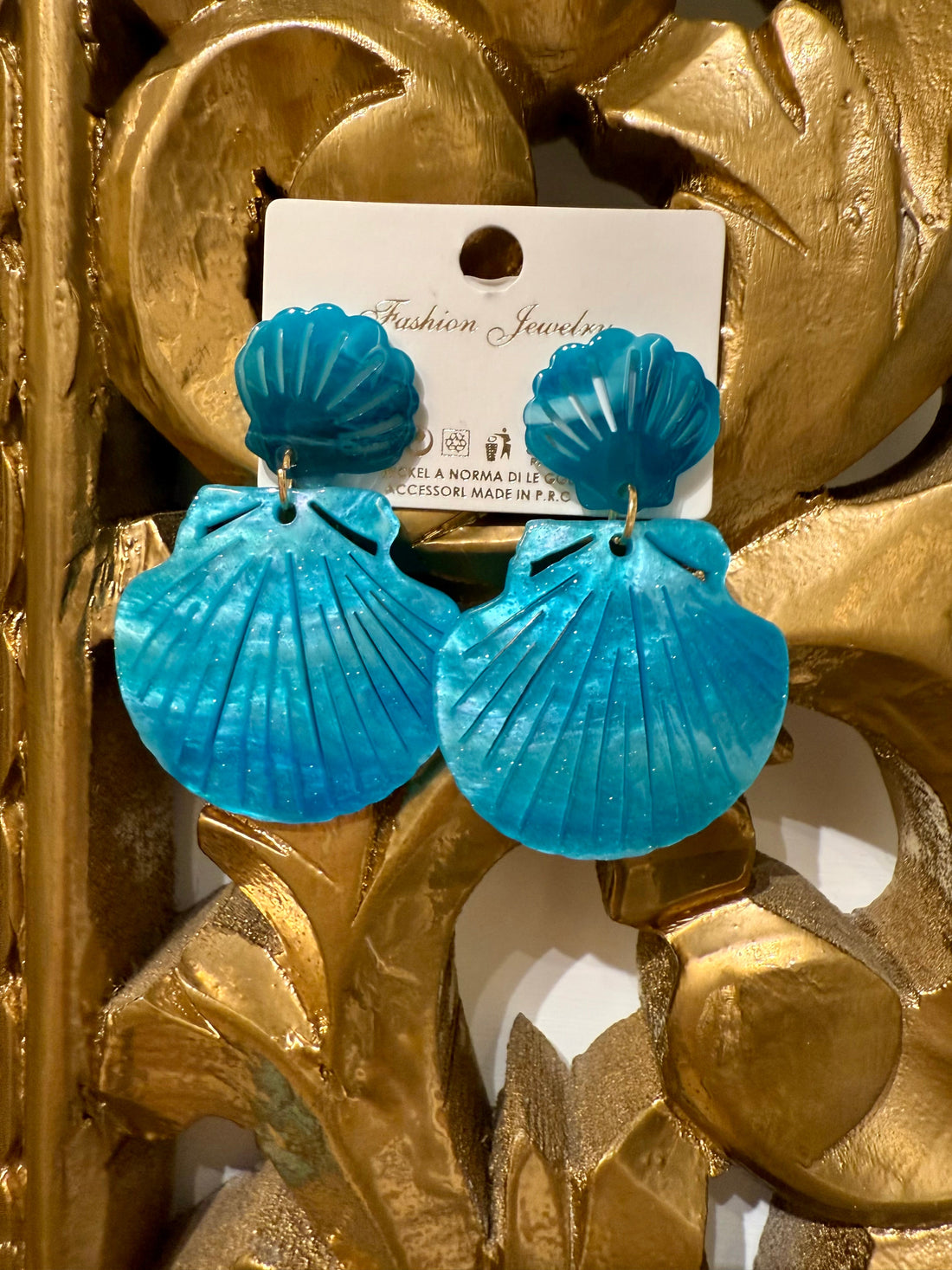 Orecchini conchiglie turchese glitter