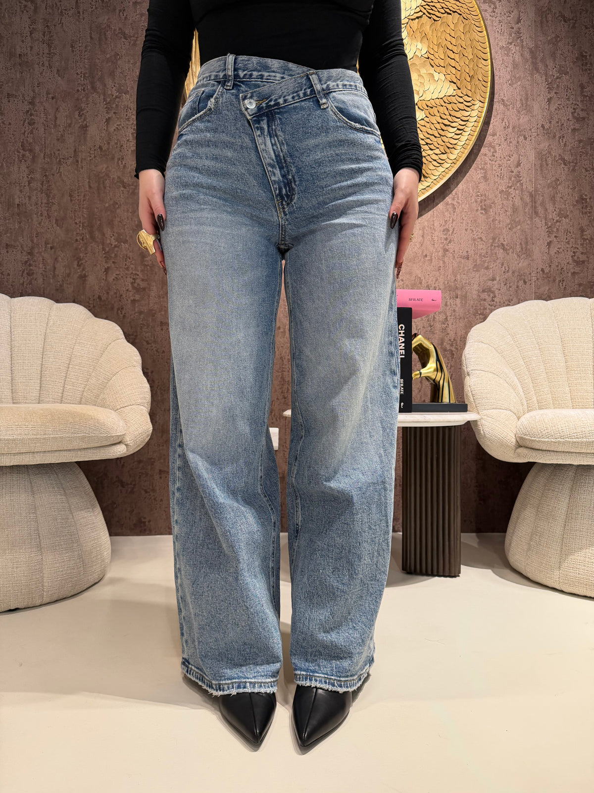 Jeans a Vita Asimmetrica Twist Up