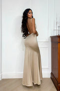 Abito sirena bretellina beige