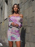 Abito lilla a fiori con reggiseno