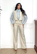 Set pantalone e smanicato beige