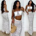 Completo top e gonna in pizzo bianco
