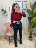 Pull crop burgundy a trecce