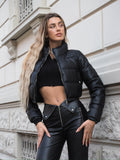 Maglioncino crop nero con zip