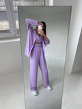 Set tre pezzi camicia top e pantalone lilla