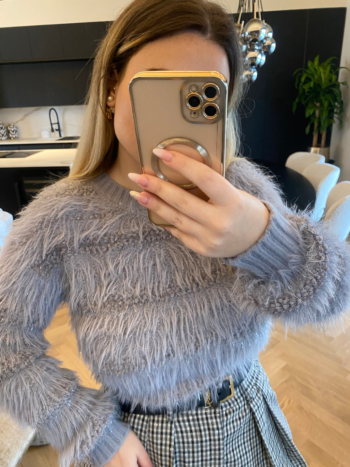Maglione soft grigio con lurex