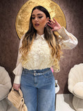 Camicia Roselline 3D Avorio