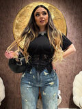 T-Shirt Corsetto con coppe in Pizzo con lacci posteriori