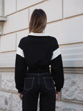 Pantalone cargo nero cuciture bianche