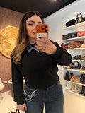 Felpa Denim Collar