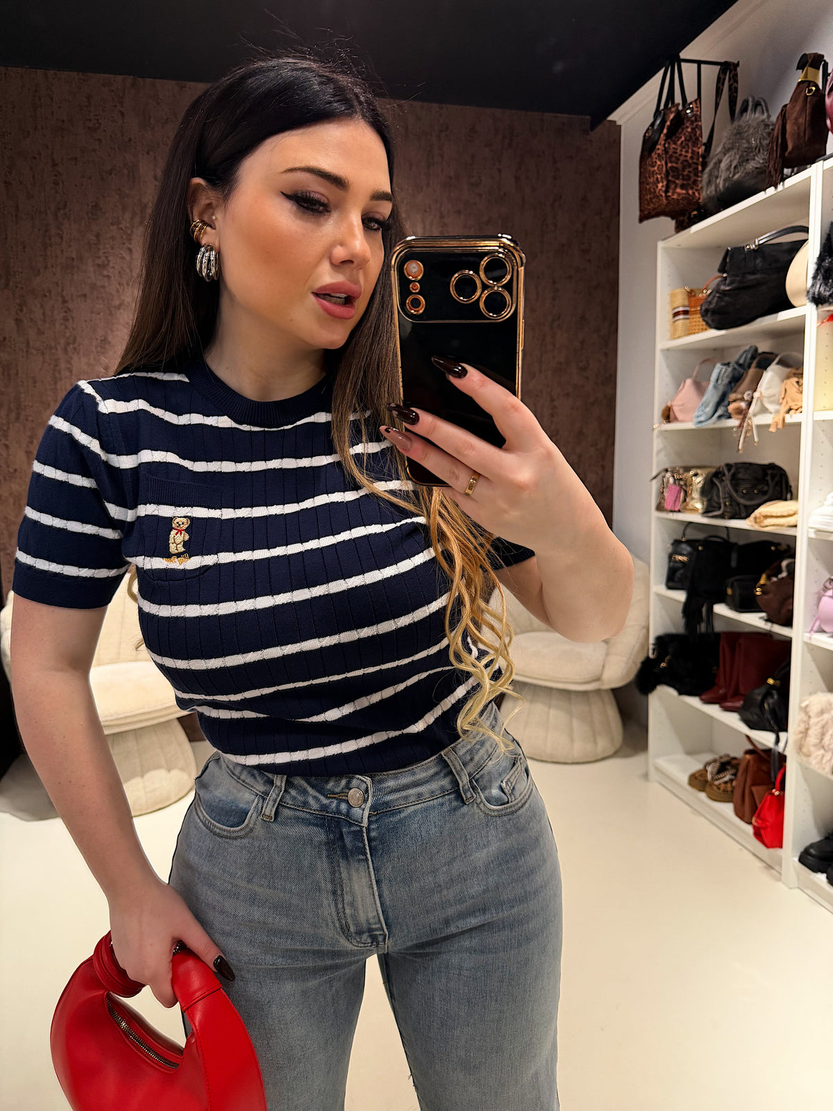 T-Shirt Knit Teddy Stripes