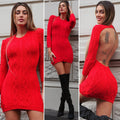Abito in maglia rosso schiena aperta