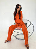 Set due pezzi camicia e pantalone pesca