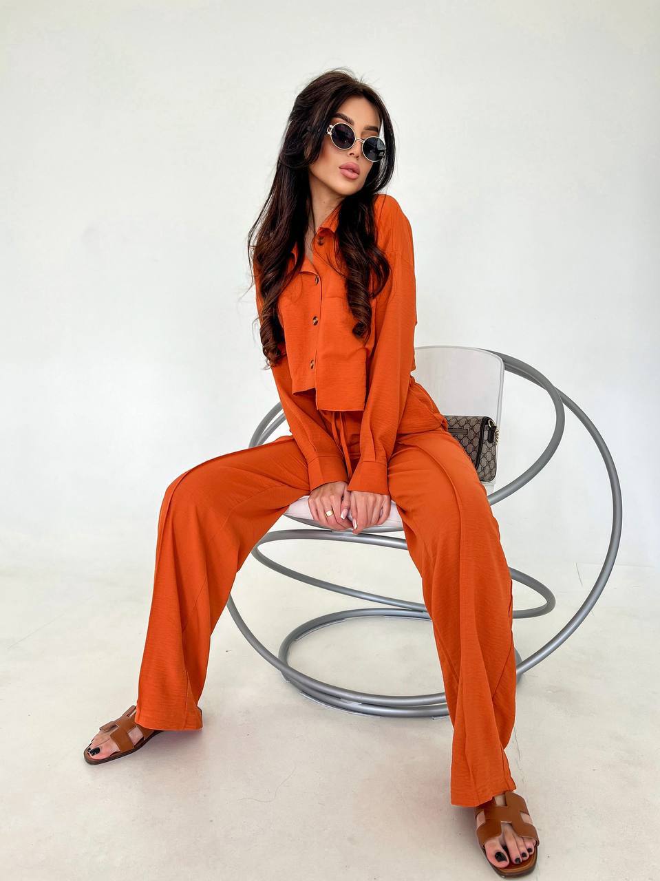 Set due pezzi camicia e pantalone pesca