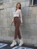 Pantalone vita alta choco