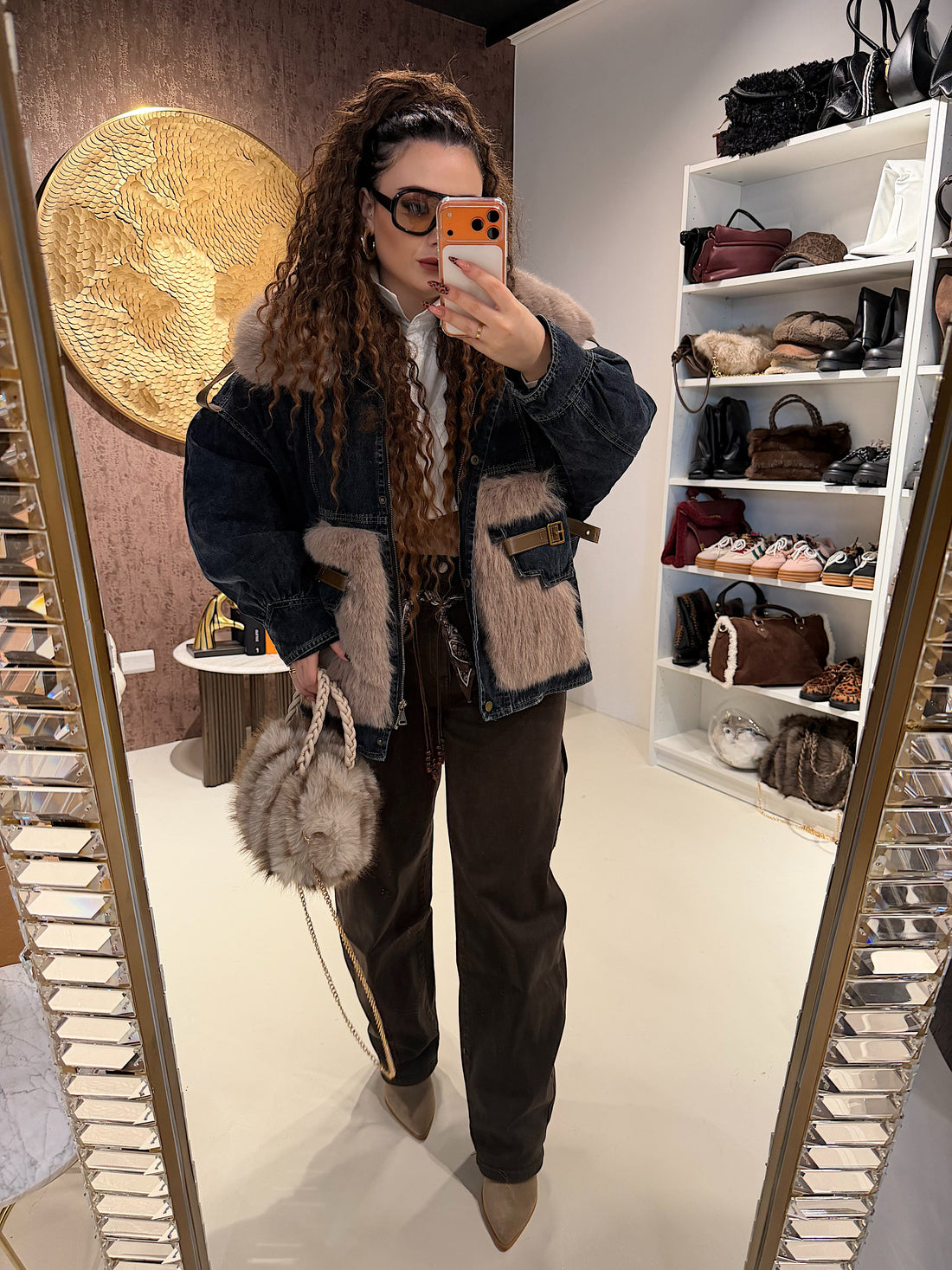 Giaccone Denim Luxury Fur