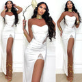 Abito bustier bianco con pizzo