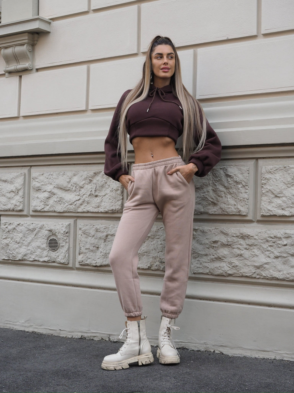 Felpa crop choco con lacci